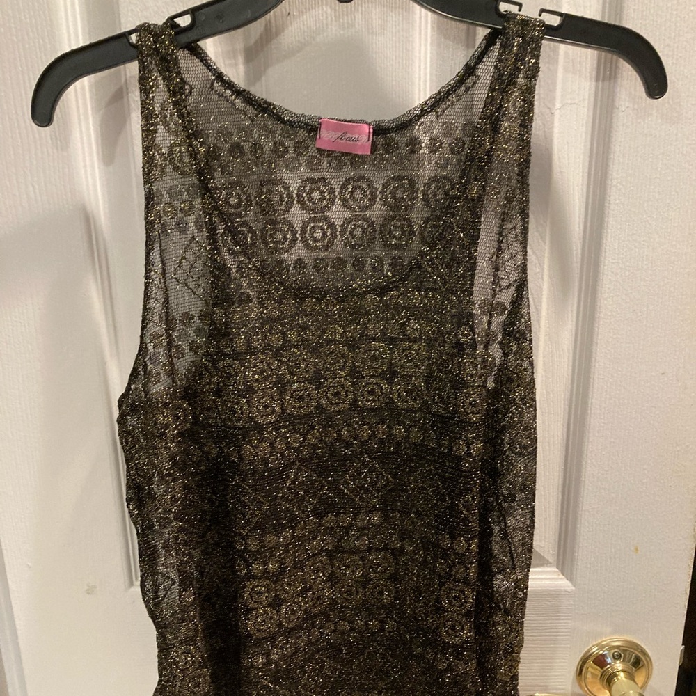 Small, gold and black sparkle top